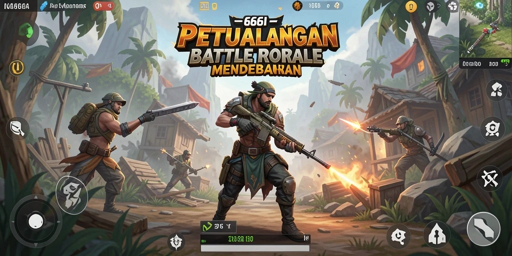 Screenshot momen seru dalam gameplay Battle Royale 666I.