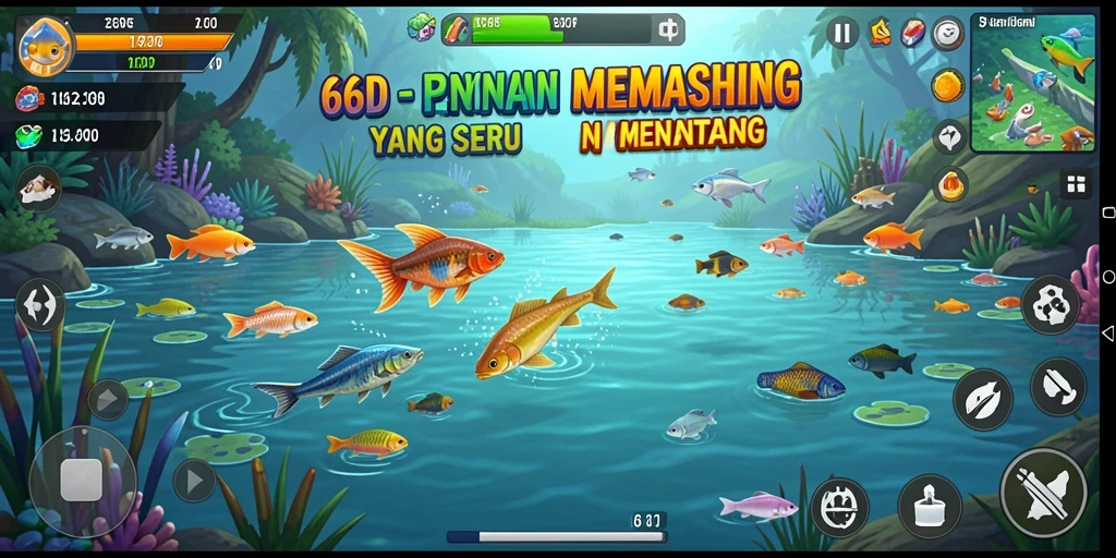 Screenshot permainan 66D yang menampilkan momen menangkap ikan besar.