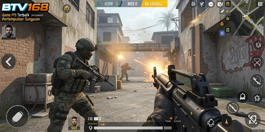 Tampilan gameplay intens di BTV168 dengan pertempuran FPS yang mendebarkan.