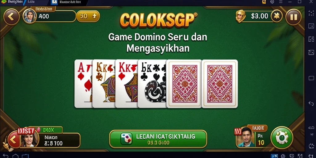 Screenshot COLOKSGP menunjukkan gameplay seru Domino yang mendebarkan.