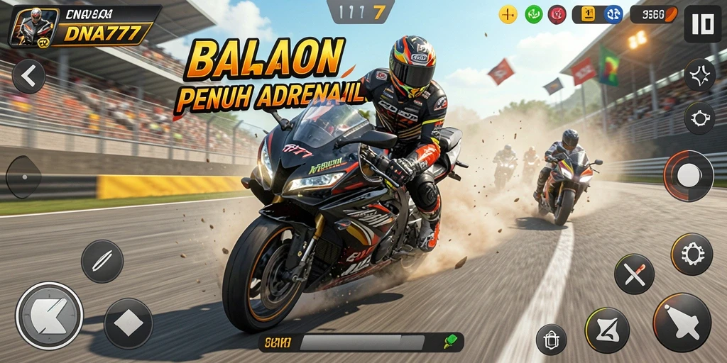 Tampilan gameplay memukau dari balapan motor yang penuh aksi.
