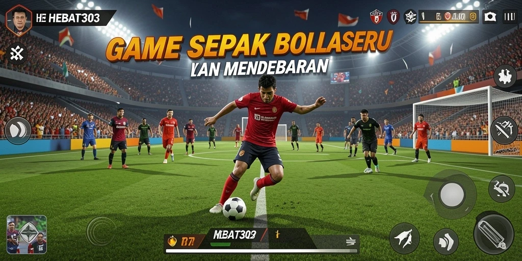 Tampilan gameplay seru di HEBAT303 dengan aksi sepak bola yang mendebarkan.
