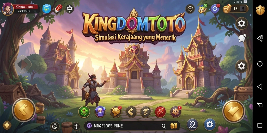 Gameplay KINGDOMTOTO menunjukkan berbagai aktivitas membangun kerajaan.