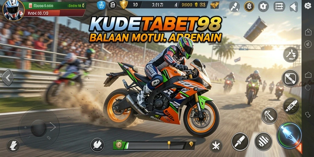 Gameplay balapan motor yang mendebarkan dan penuh aksi.