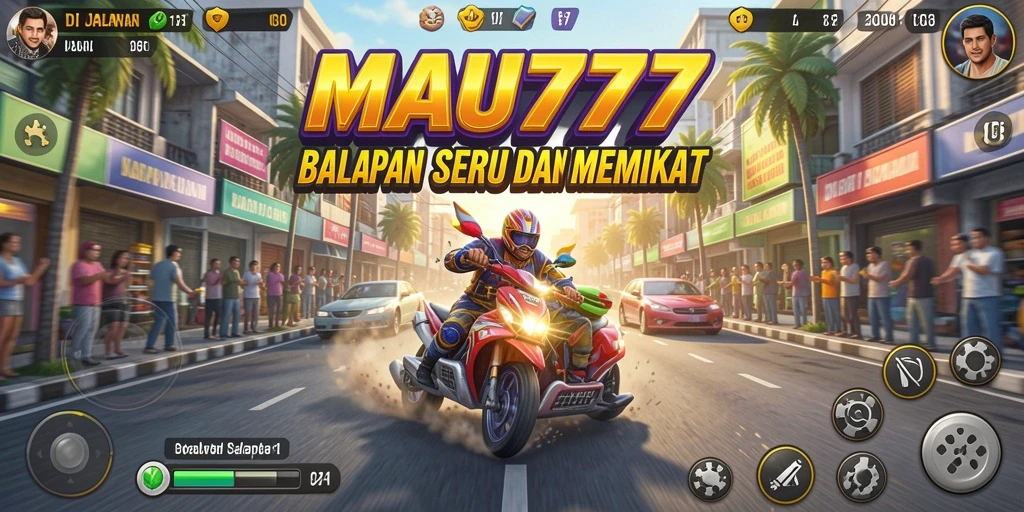 Tampilan gameplay balapan yang mendebarkan dan mengasyikkan.