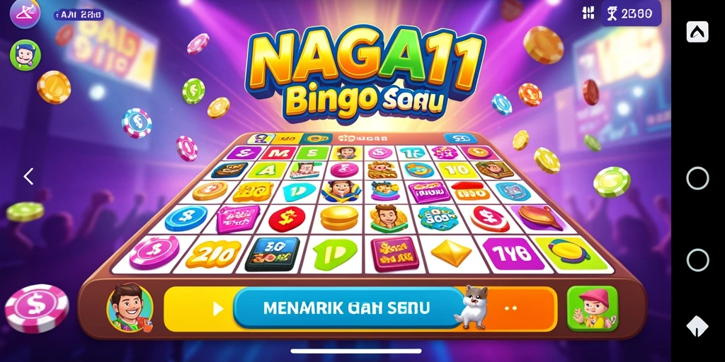 Screenshot NAGA11 menampilkan gameplay seru Bingo dengan antarmuka yang menarik.