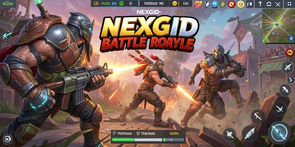 Tangkapan layar gameplay NEXGID menampilkan aksi seru Battle Royale.