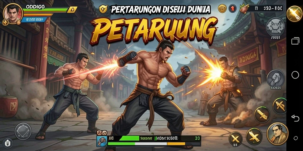 Screenshot ODDIGO menampilkan pertarungan penuh aksi di arena.