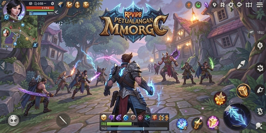 Tampilan game RPVIP8 menunjukkan aksi seru dalam dunia MMORPG.