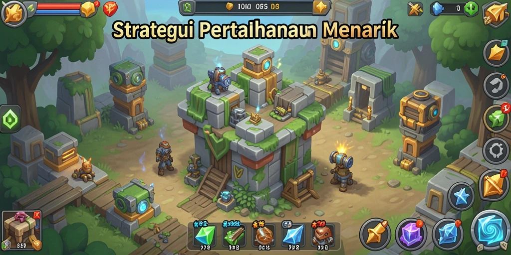 Tampilan gameplay SP212 yang intens dalam peperangan Tower Defense.