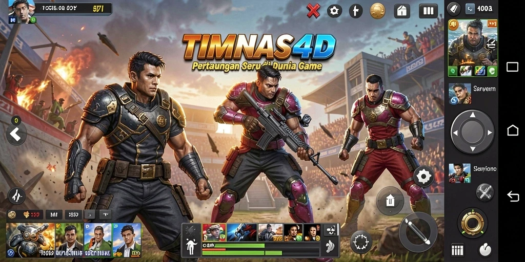 Screenshot gameplay TIMNAS4D yang menampilkan pertarungan seru antar karakter.