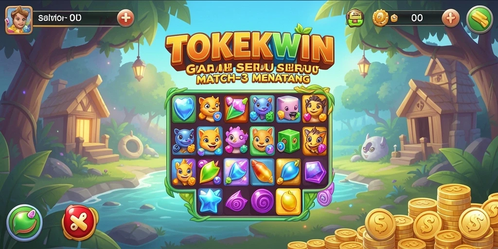 Tampilan gameplay match-3 yang seru dan penuh warna.